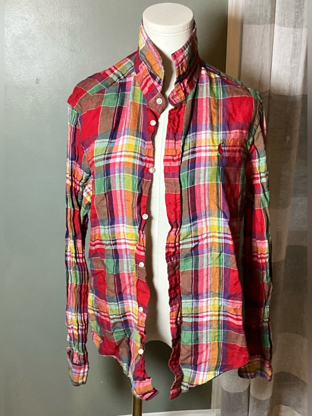 Ralph Lauren Red Multi-Color Plaid Button-Down Shirt